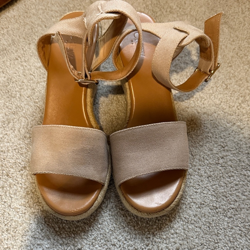 J Crew Women's tan espadrille wedges